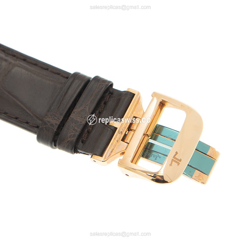 Jaeger-Lecoultre Q6012420 DUOMETRE - Manual - 18kt Rose Gold - Silver Dial - Brown Alligator Strap - View 4