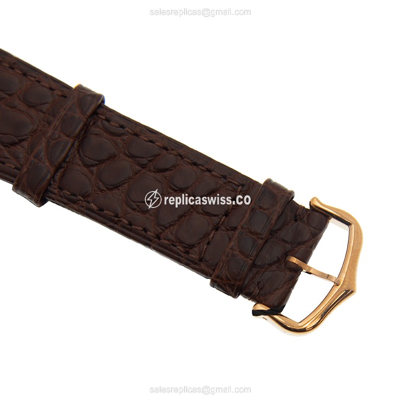 Cartier RONDE SOLO - Automatic - 18kt Rose Gold - White Dial - Brown Alligator Buckle - View 4