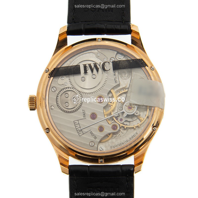 IWC Portuguese IW545406 Replica - Manual Wind - 18kt Rose Gold - Gray Dial - Buckle Clasp - Black Alligator Strap - View 3
