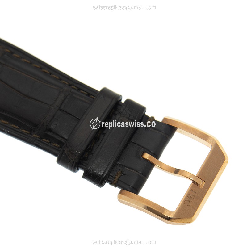 IWC Portuguese IW545406 Replica - Manual Wind - 18kt Rose Gold - Gray Dial - Buckle Clasp - Black Alligator Strap - View 4