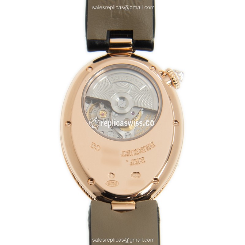 Breguet 8928BR/51/944/DD0D REINE DE NAPLES - Automatic 18kt Rose Gold - White Dial - Black Alligator Strap - Clasp - View 3