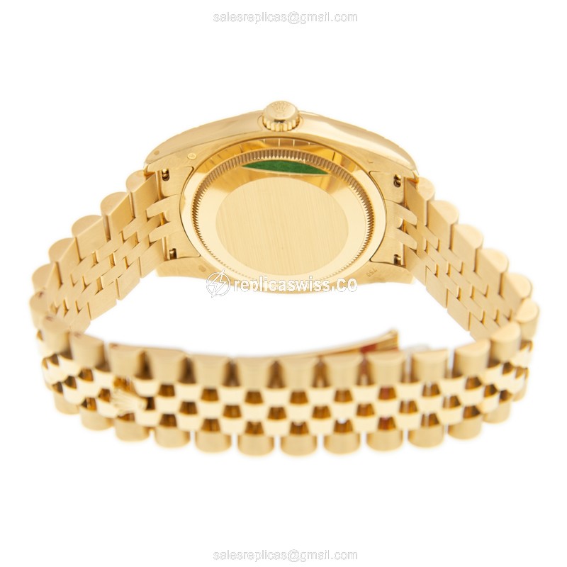 Rolex Datejust Replica - 18kt Yellow Gold - Automatic - Blue Dial - Gold Strap - View 4