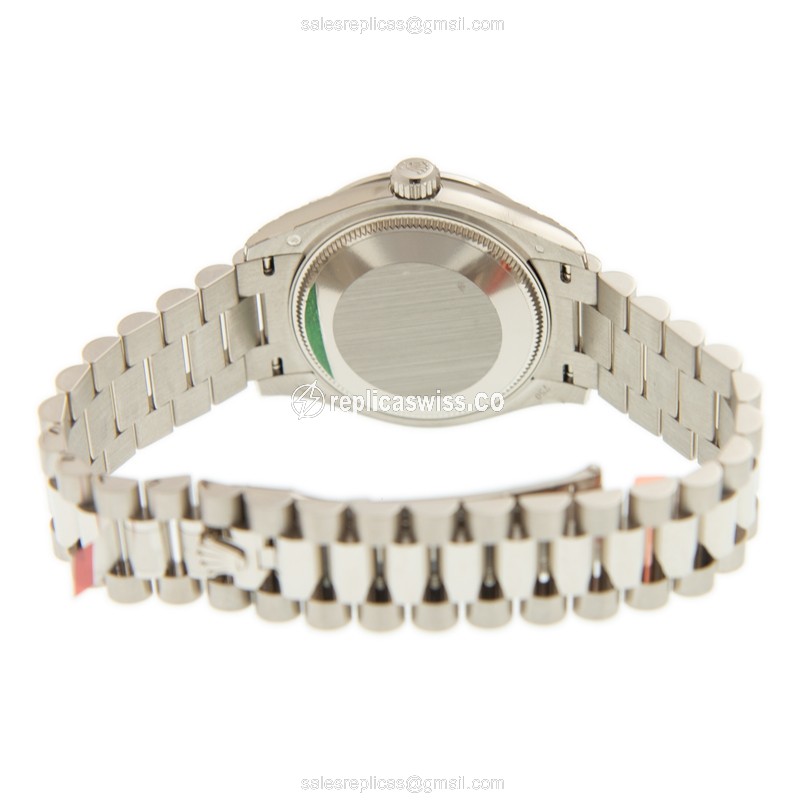 Rolex Datejust Replica - Automatic - 18kt White Gold - Diamond Bezel - Silver Dial - View 4