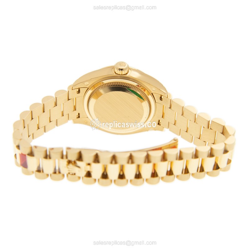 Rolex Lady Datejust Replica - Automatic - 18kt Gold Case, Gold Dial, Gold Strap - View 4