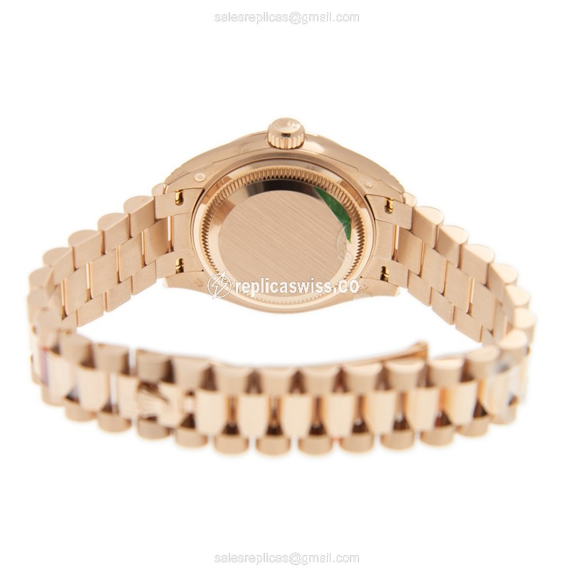 Rolex Datejust Replica - Automatic - 18kt Rose Gold - Brown Dial, Gold Clasp & Strap - View 4