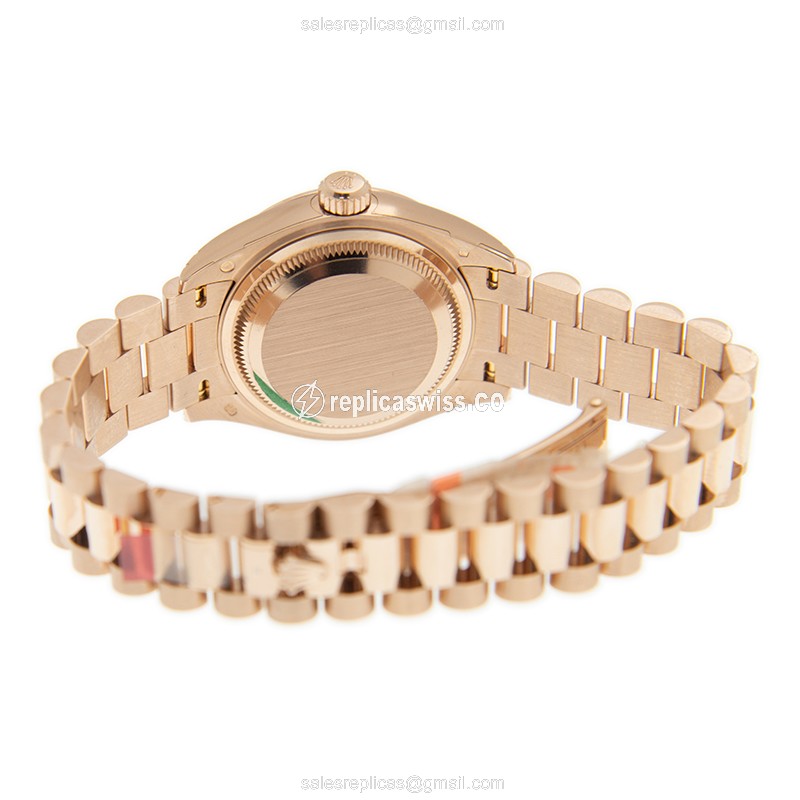 Rolex DATEJUST Replica - Automatic - 18kt Rose Gold - Brown Dial - Gold Strap - View 4