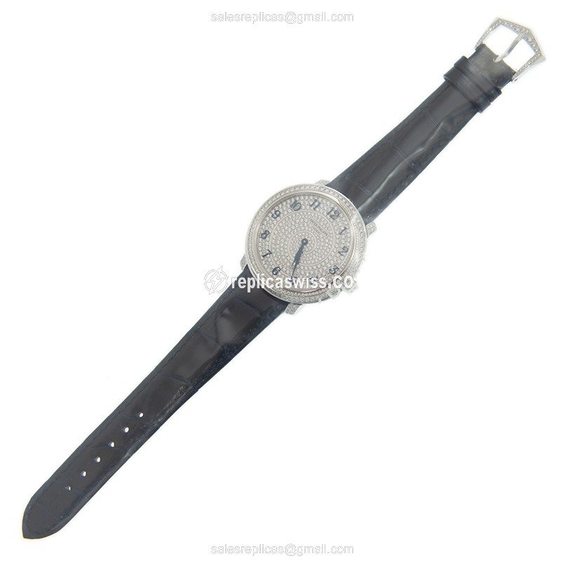 Patek Philippe 4978/400G-001 Replica - Automatic - 18kt White Gold - Diamond - Silver Dial - Blue Alligator Strap - View 2