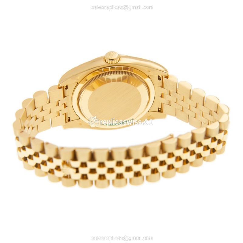 Rolex Datejust Replica - Automatic - 18kt Gold - Black Dial, Gold Clasp - View 4