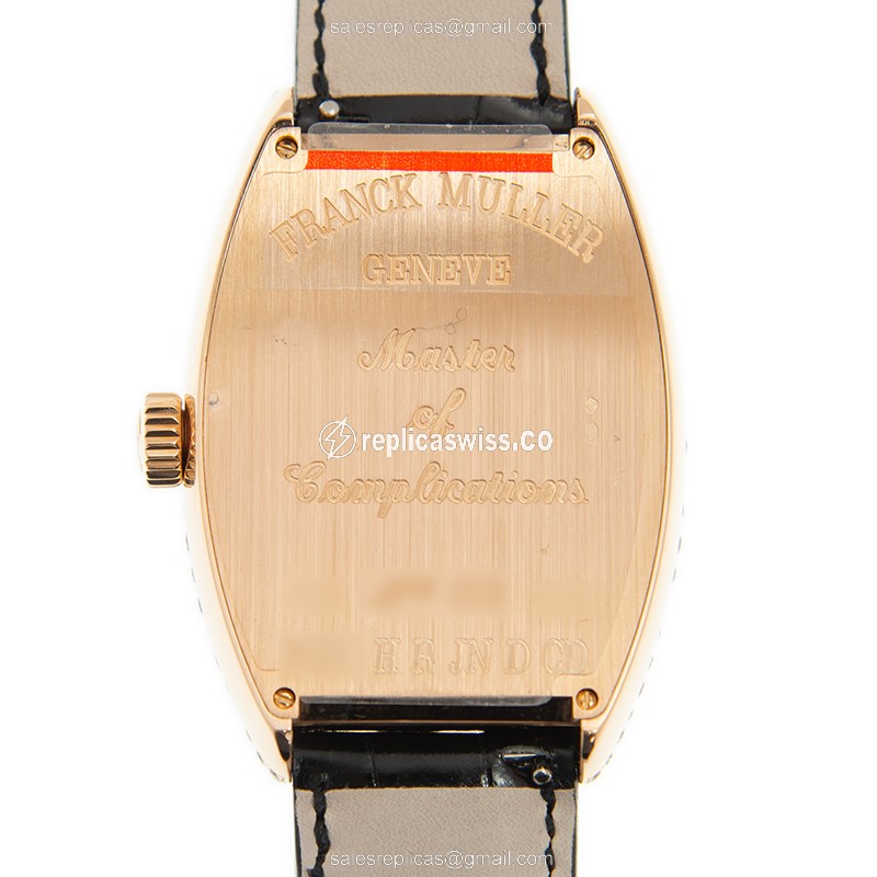 Franck Muller 7880 Replica - Automatic - Rose Gold Case - Diamond Bezel - Black Alligator Strap - View 3