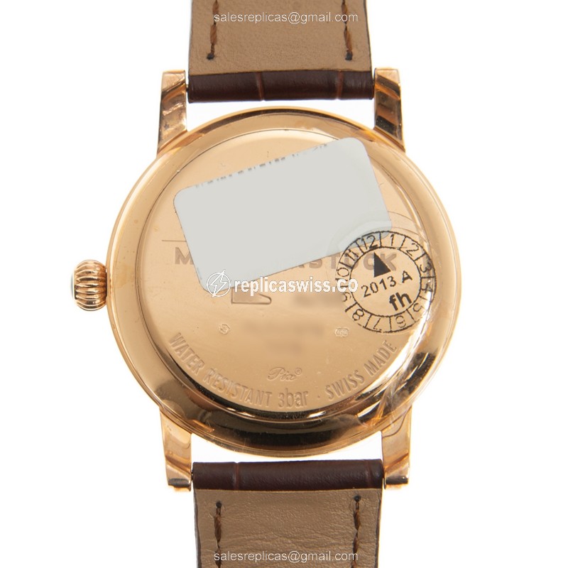 Mont Blanc STAR - Automatic - 18kt Rose Gold Case - White Dial - Brown Alligator Strap - View 3