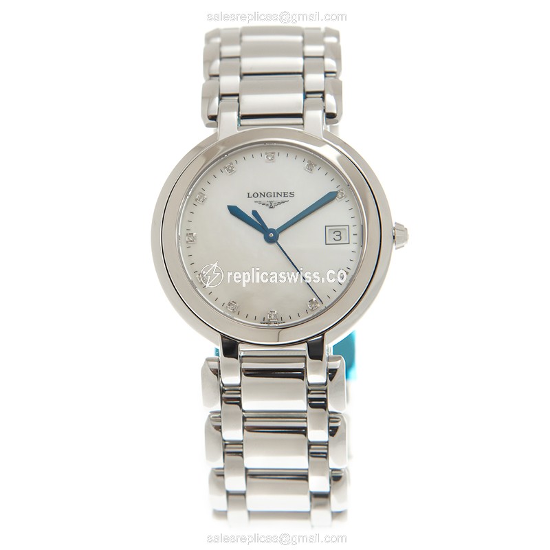 Longines Prima Luna Replica - Quartz - Steel - White Dial - Silver Steel Strap - View 2