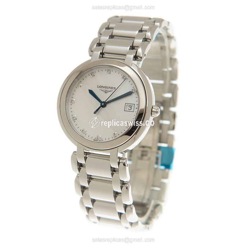 Longines Prima Luna Replica - Quartz - Steel - White Dial - Silver Steel Strap - View 3
