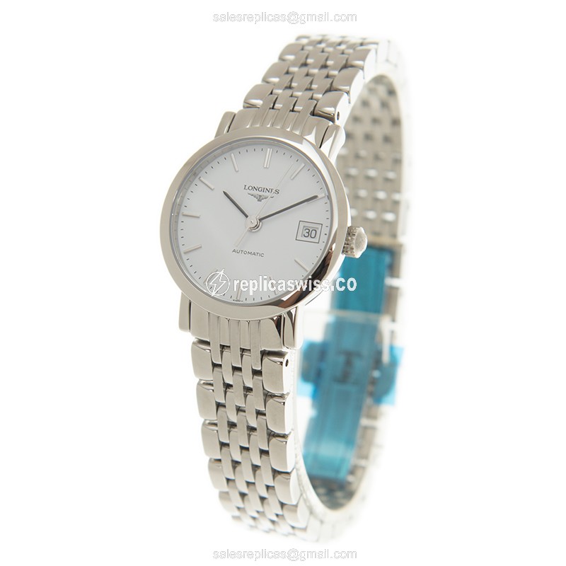 Longines Prima Luna Replica - Quartz - Steel - White Dial - Silver Steel Strap - View 4