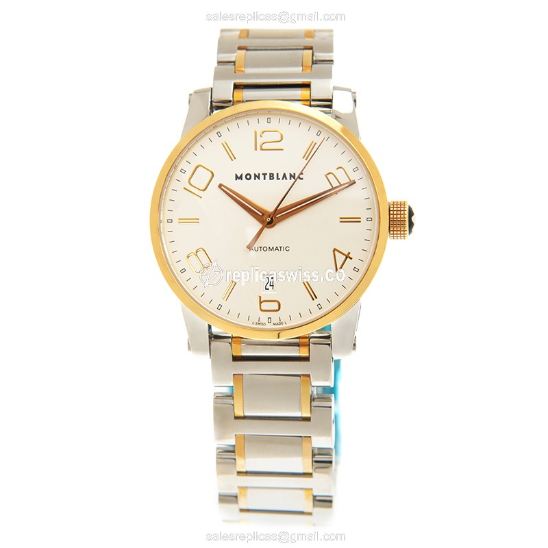 Mont Blanc Timewalker Replica - Automatic - Steel Case - White Dial - Silver Steel Band - View 2