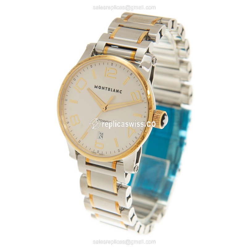 Mont Blanc Timewalker Replica - Automatic - Steel Case - White Dial - Silver Steel Band - View 3