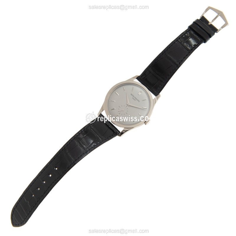 Patek Philippe 5196G-001 Replica - Manual Wind - 18kt Gold - Gray Dial - Black Alligator Buckle - View 2