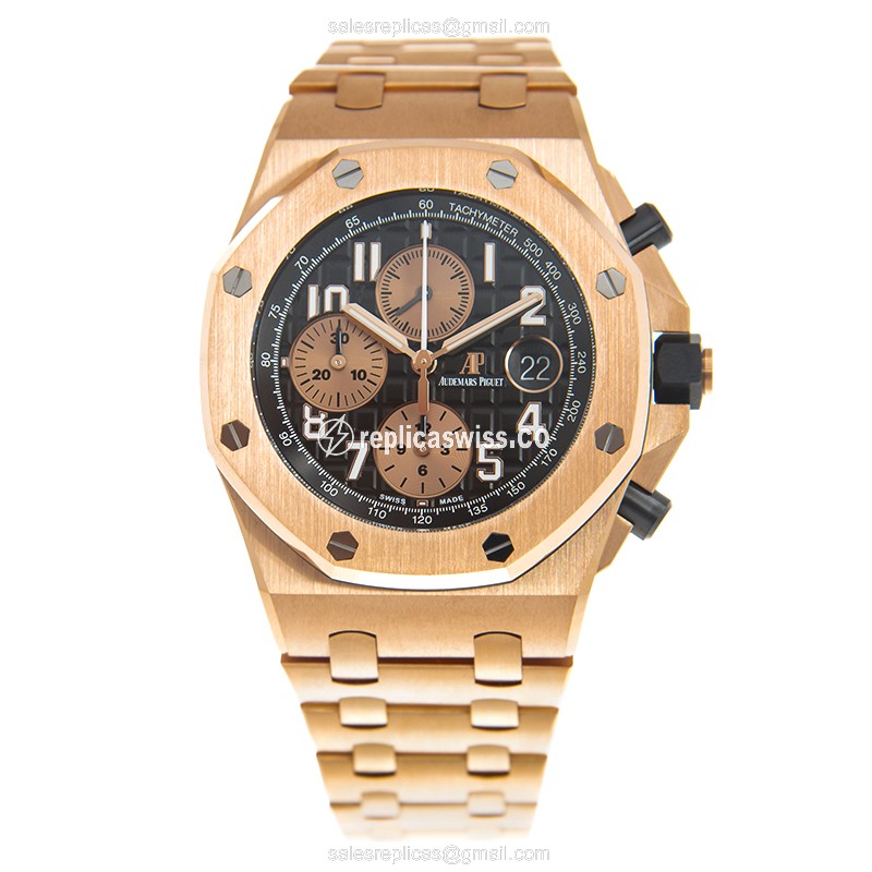Audemars Piguet ROYAL OAK OFFSHORE 26470OR.OO.1000OR.03 - Automatic 18kt Gold Case - Black Dial - Gold Strap - View 2
