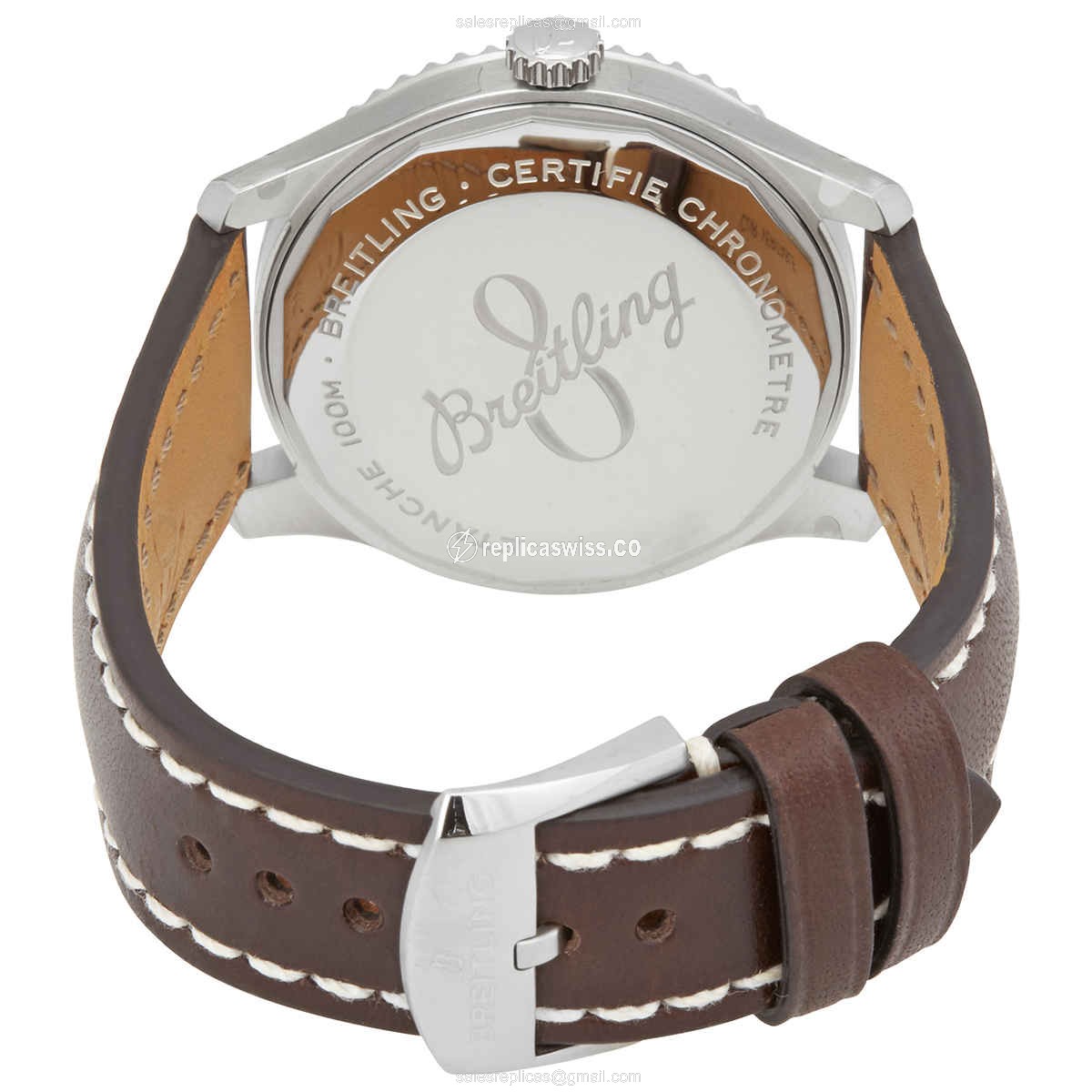 Breitling AVIATOR 8 Replica - Automatic - Steel Case - Black Dial - Brown Cowhide Strap - View 3