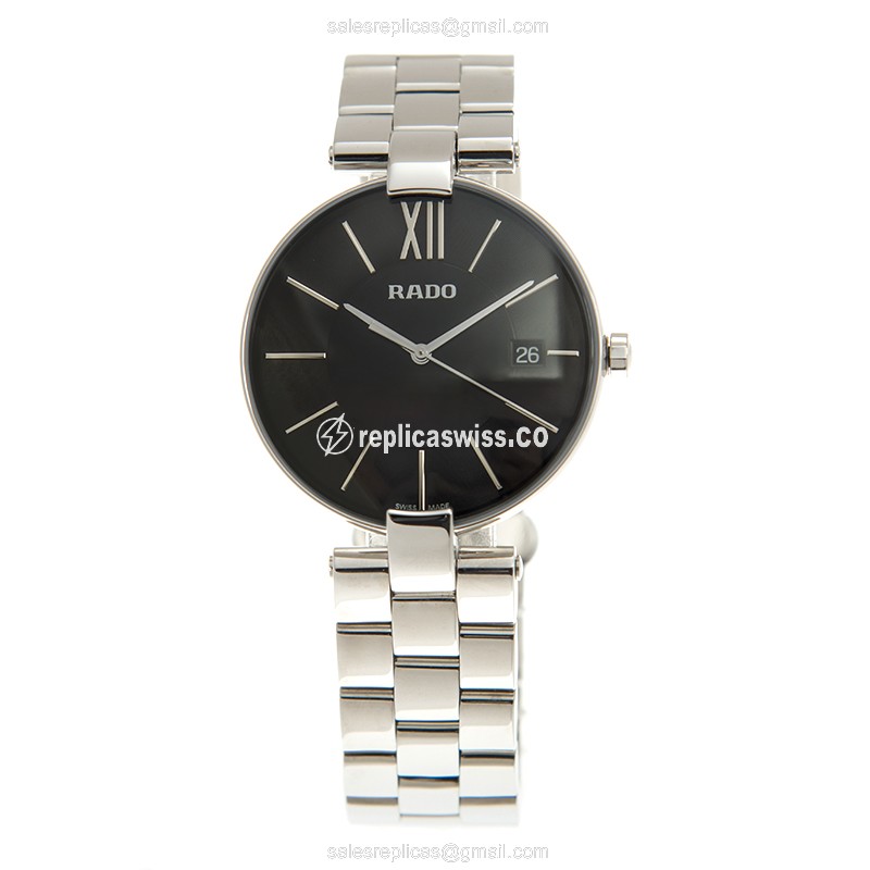 Rolex R22852153 Replica - Quartz - Black Dial - Steel Case - Silver Strap - View 2