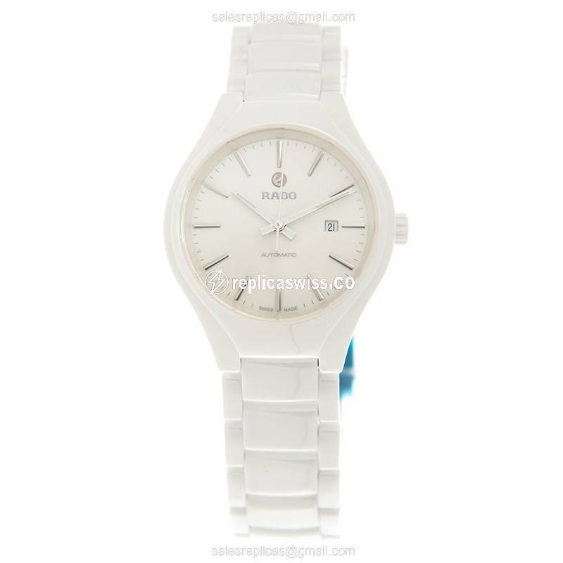 Rado R27244012 TRUE - Automatic Ceramic - White Dial - White Ceramic Strap - View 2