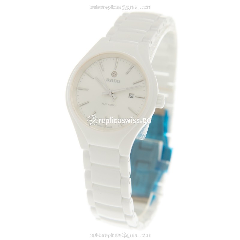 Rado R27244012 TRUE - Automatic Ceramic - White Dial - White Ceramic Strap - View 3