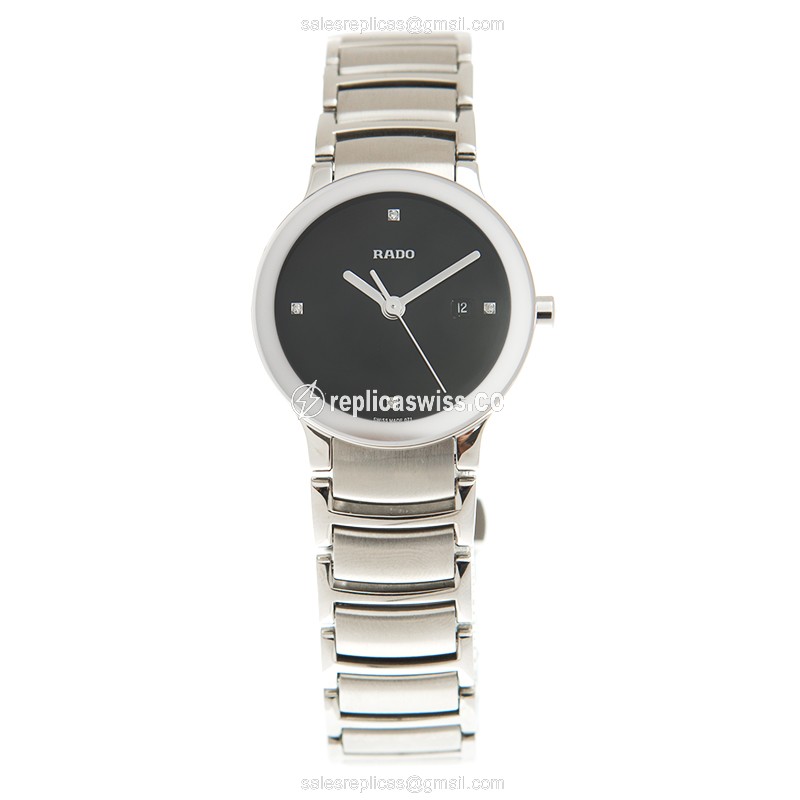 Rado Centrix Quartz Replica - Stainless Steel - Black Dial - Silver Band - View 2
