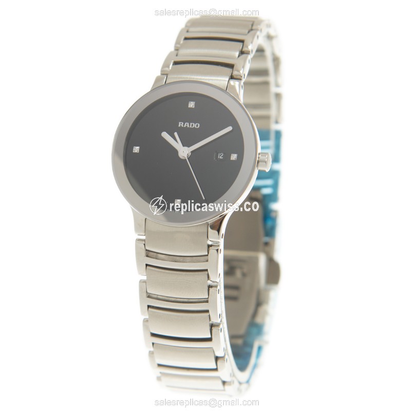 Rado Centrix Quartz Replica - Stainless Steel - Black Dial - Silver Band - View 3