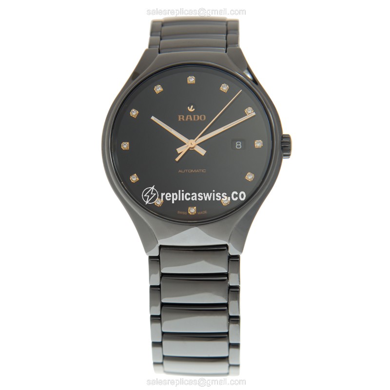 Rado R27056732 TRUE Auto Ceramic - Black Dial - Ceramic Band - Black Clasp - View 2
