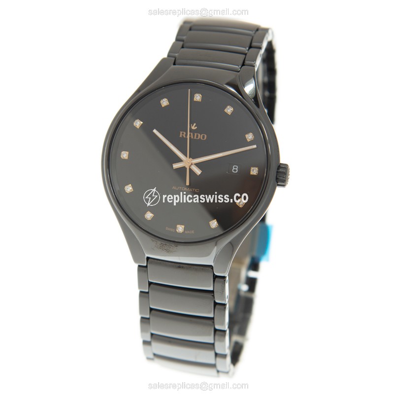 Rado R27056732 TRUE Auto Ceramic - Black Dial - Ceramic Band - Black Clasp - View 3