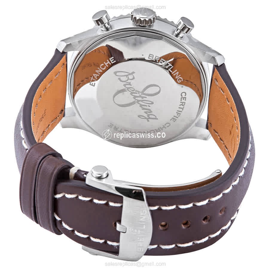 Breitling AVIATOR 8 Replica - Automatic - Steel Case - Black Dial - Brown Cowhide Strap - View 3
