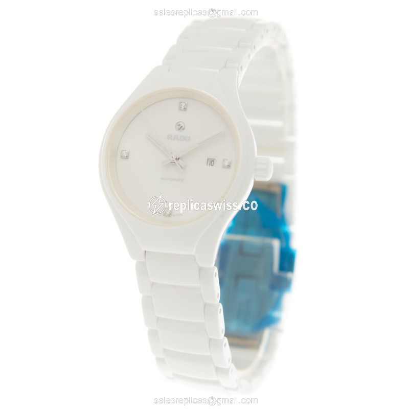Rado R27244712 TRUE - Automatic Ceramic - White Dial - White Ceramic Strap - View 3