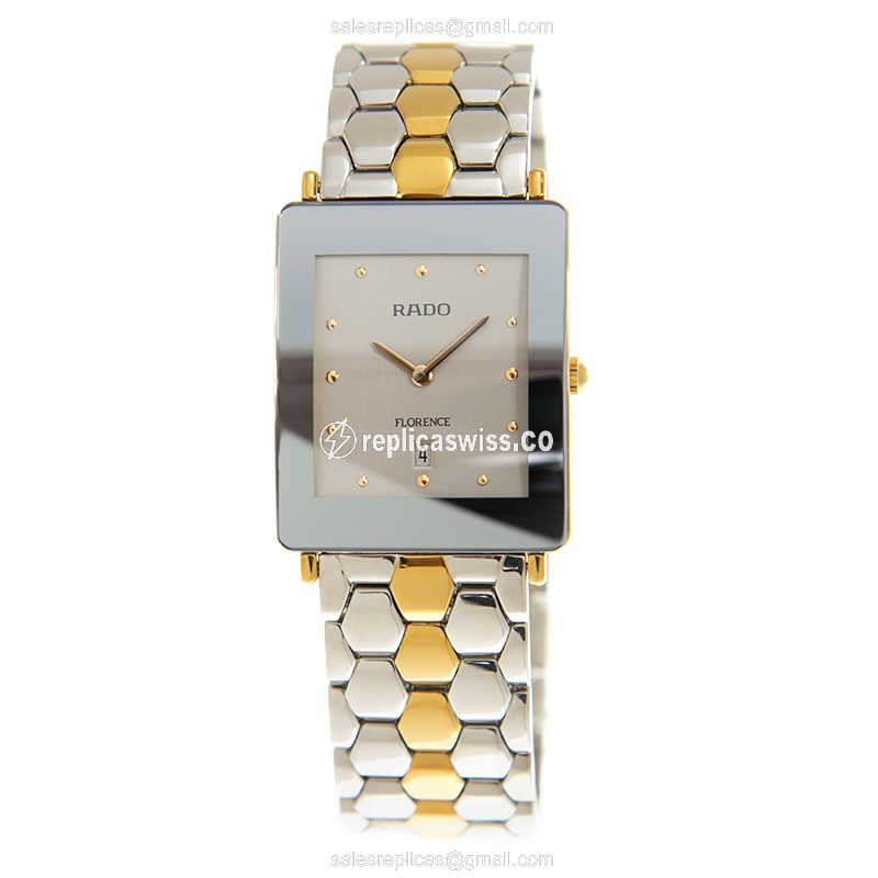 Rado Florence Quartz Silver Dial - Gold Gold Clasp - 40mm Replica Watch - View 2
