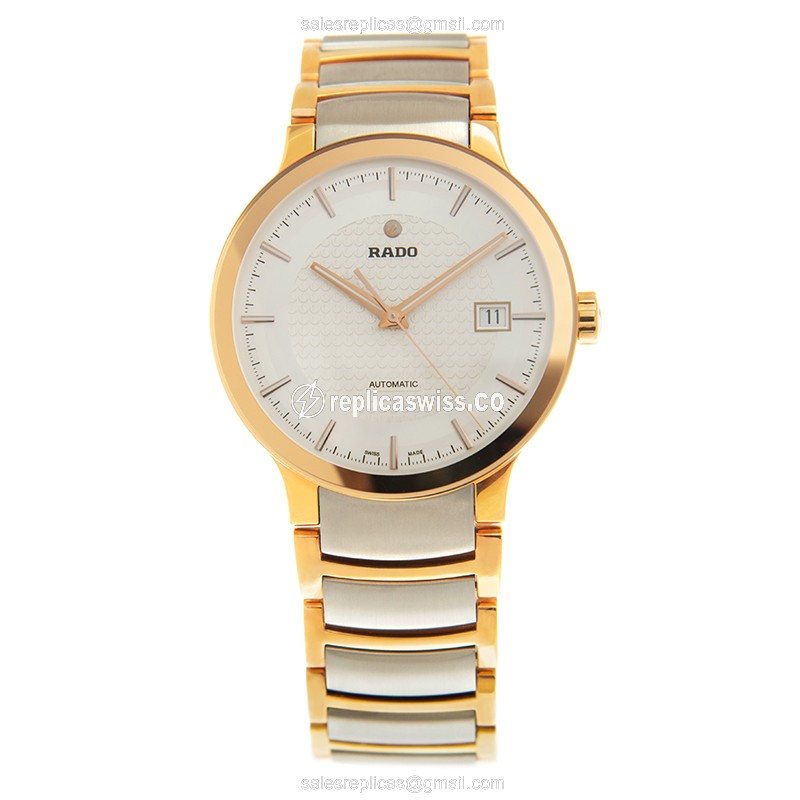 Rado R30953123 Centrix Replica - Automatic - Steel Case - Silver Dial - Gold Strap - View 2