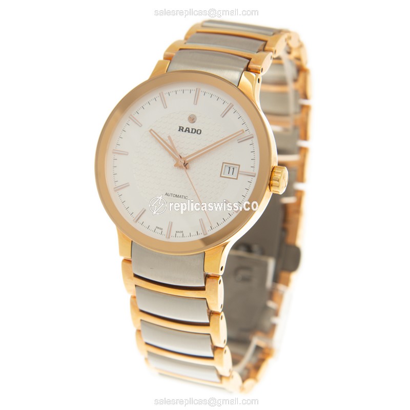 Rado R30953123 Centrix Replica - Automatic - Steel Case - Silver Dial - Gold Strap - View 3