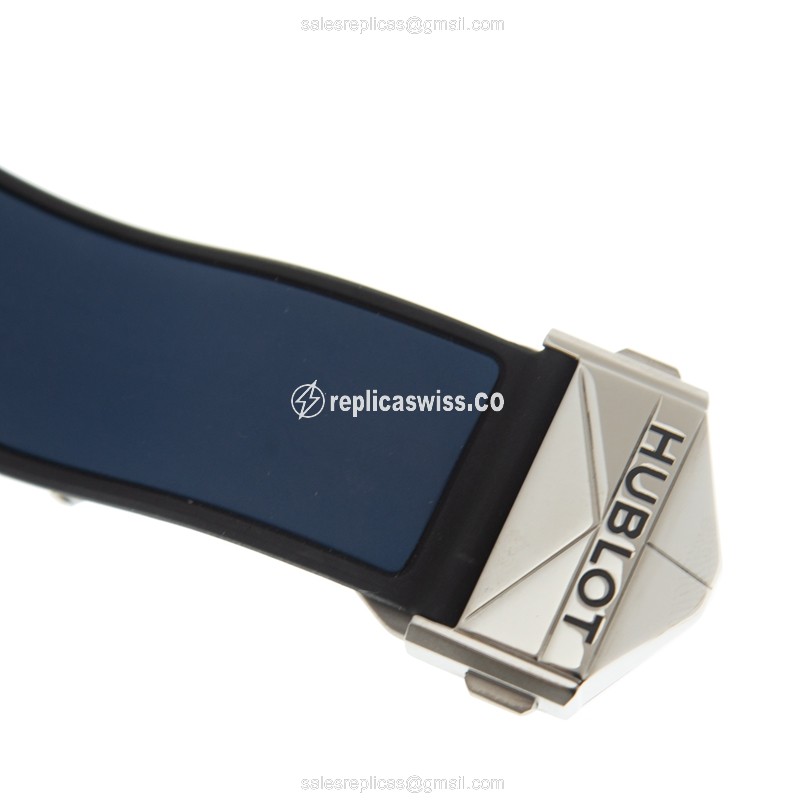 Hublot BIG BANG Replica - Automatic - Titanium Case - Blue Dial - Blue Rubber Strap - View 4