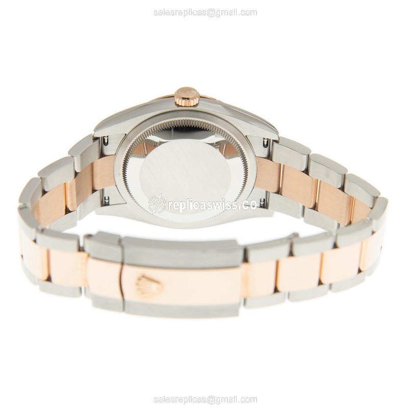 Rolex Datejust Replica - Automatic | 18kt Rose Gold & Steel | White Dial, Gold Clasp & Steel Strap - View 4