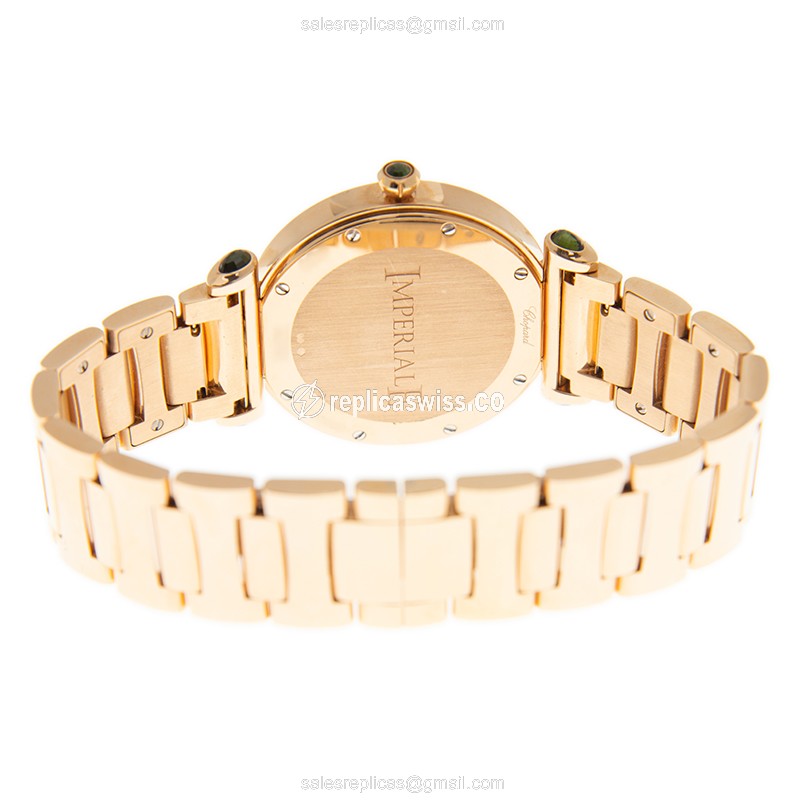 Chopard Imperiale Replica - Quartz - 18kt Rose Gold - Green Dial - Gold Strap - View 4
