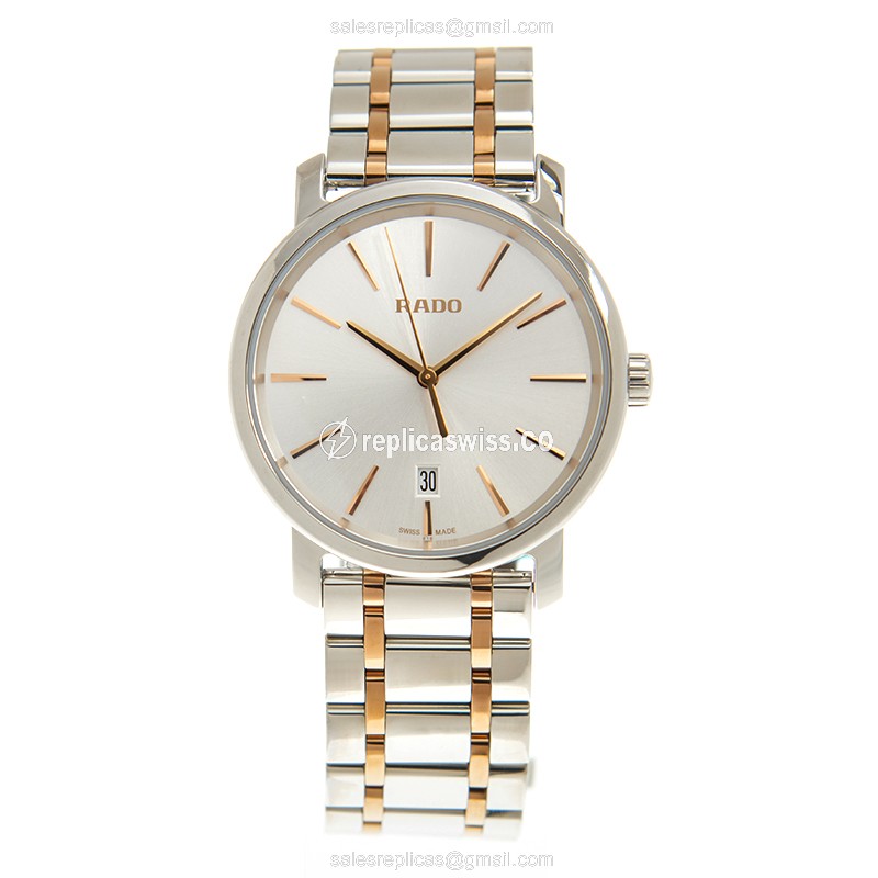Rado DIAMASTER Quartz - Gold-Plated & Stainless - Silver Dial - Gold Strap - View 2