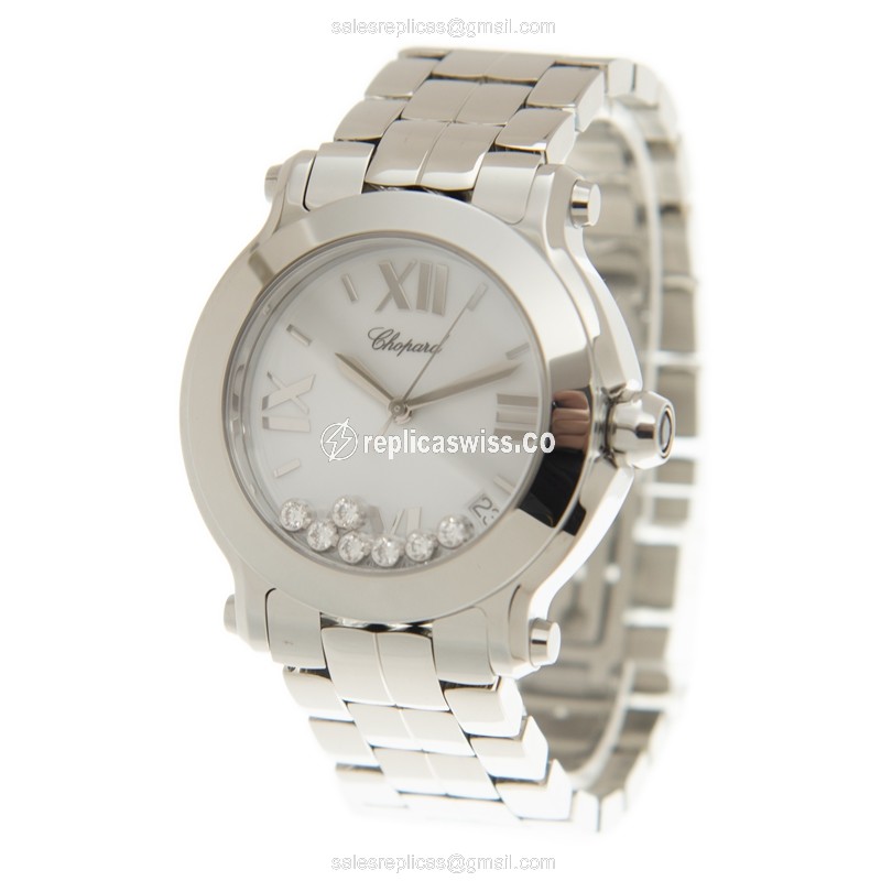 Chopard Happy Sport Replica - Quartz - Steel - White Dial - Silver Steel Clasp - View 3