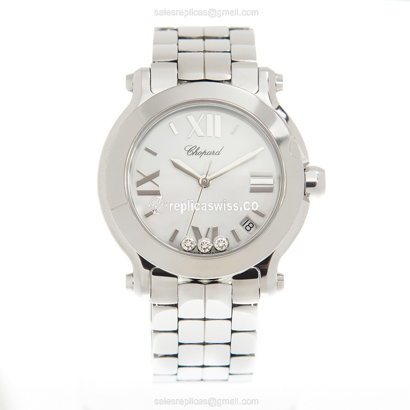 Chopard Happy Sport Quartz - White Dial - Steel Case & Band - View 2