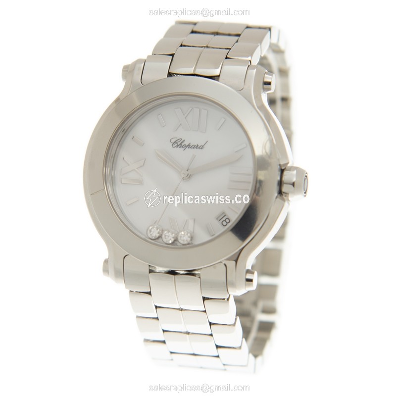 Chopard Happy Sport Quartz - White Dial - Steel Case & Band - View 3