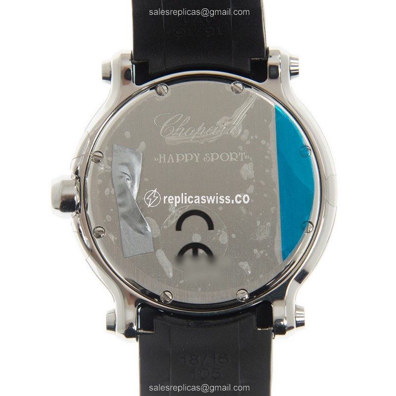 Chopard Happy Sport Quartz - Black Dial - Steel Case - Rubber Black Strap - View 3