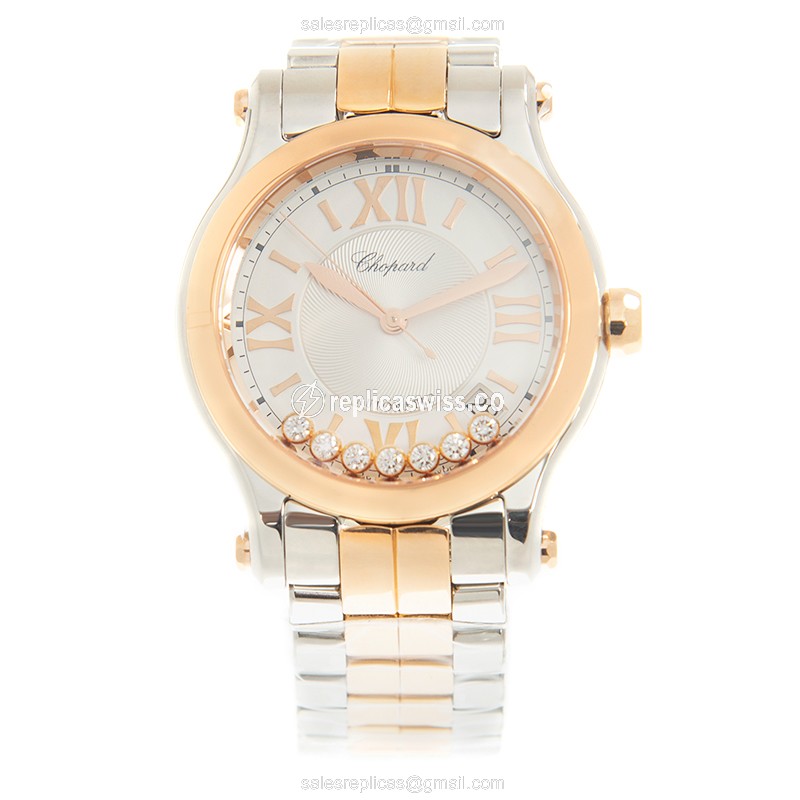 Chopard Happy Sport 278559-6002 - Automatic - 18kt Rose Gold Case - White Dial - Gold Strap - View 2