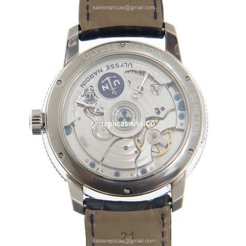 Ulysse Nardin 1183-310/43 MARINE - Automatic - Blue Dial - Steel - Alligator Blue - View 3