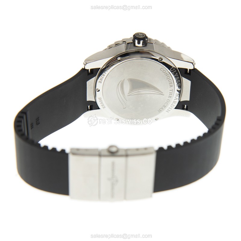 Ulysse Nardin MARINE Replica - Automatic - Black Dial - Steel Case - Rubber Black Strap - View 4