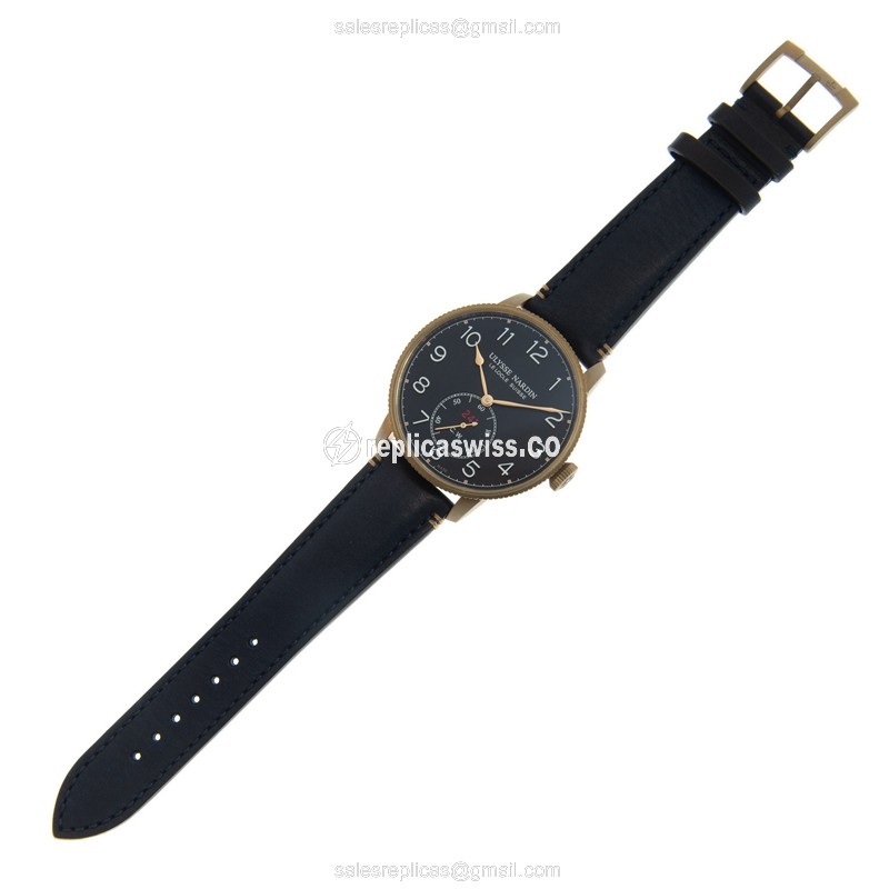 Ulysse Nardin 1187-320LE/63 Replica - Bronze Case - Black Dial - Blue Cowhide Strap - Automatic Movement - View 2