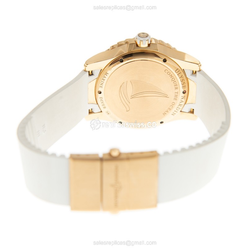 Ulysse Nardin Marine Replica - Automatic - 18kt Rose Gold - White Dial - Rubber Strap - View 4
