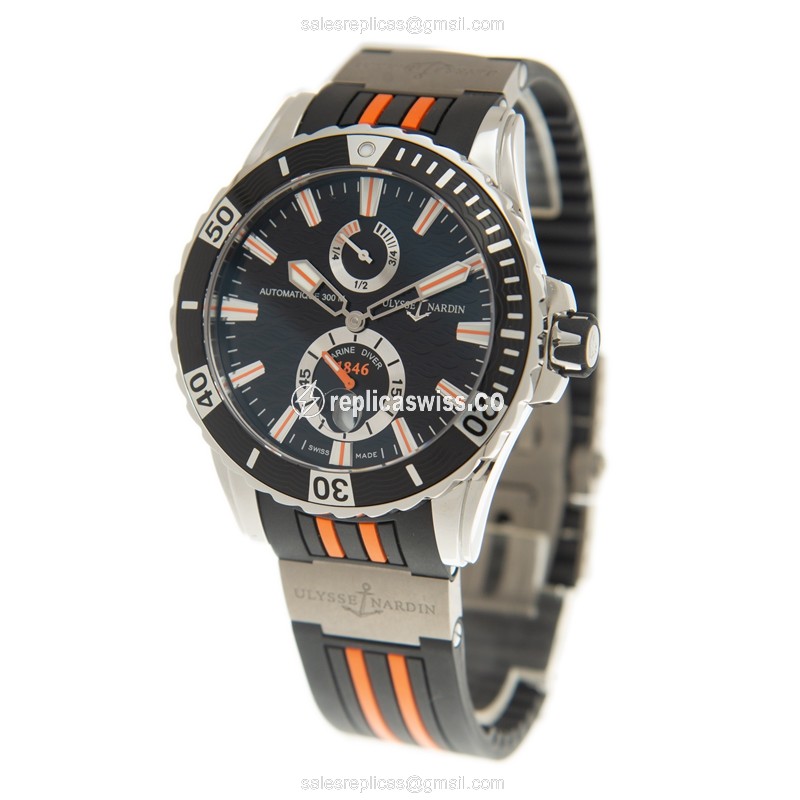Ulysse Nardin Marine Replica - Automatic - Black Dial - Steel Case - Rubber Strap - View 3