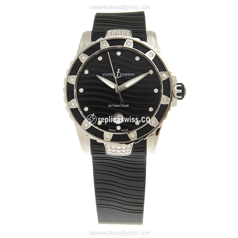 Ulysse Nardin MARINE Automatic - Black Dial - Steel Case - Rubber Strap - Clasp - View 2