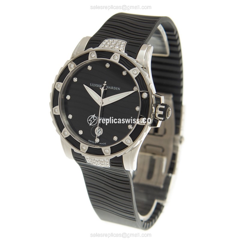 Ulysse Nardin MARINE Automatic - Black Dial - Steel Case - Rubber Strap - Clasp - View 3